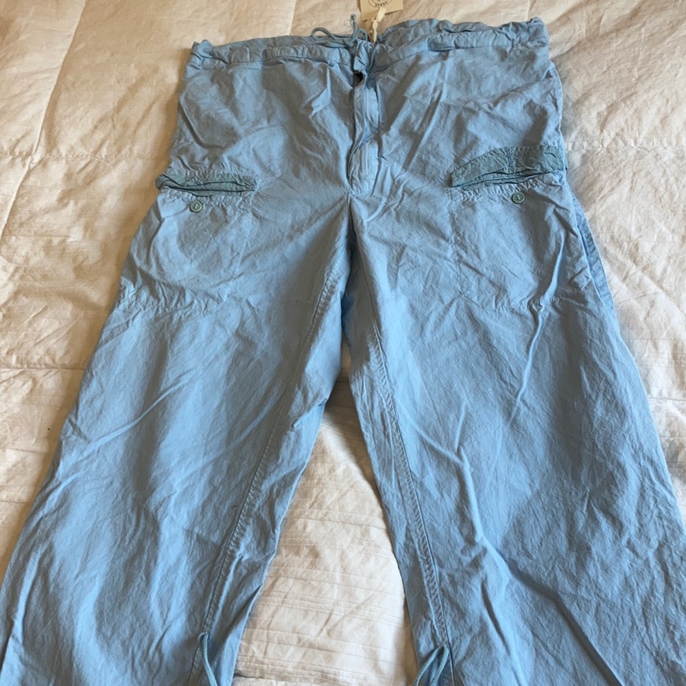 Urban renewal parachute baby blue cargo pants with drawstring size l/xl